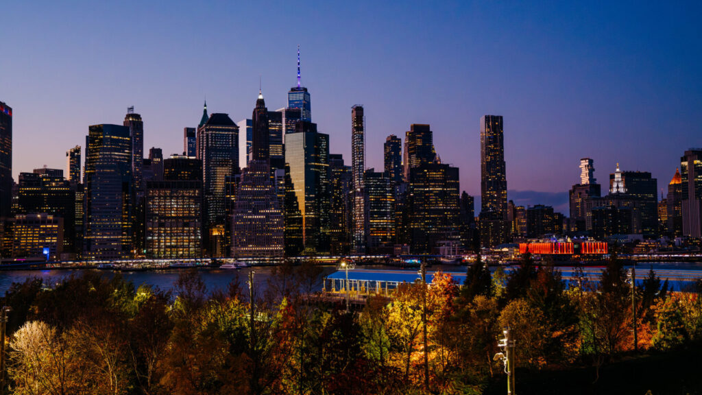 A visa de Manhattan, à partir de Brooklyn Heights, no Brooklyn.
